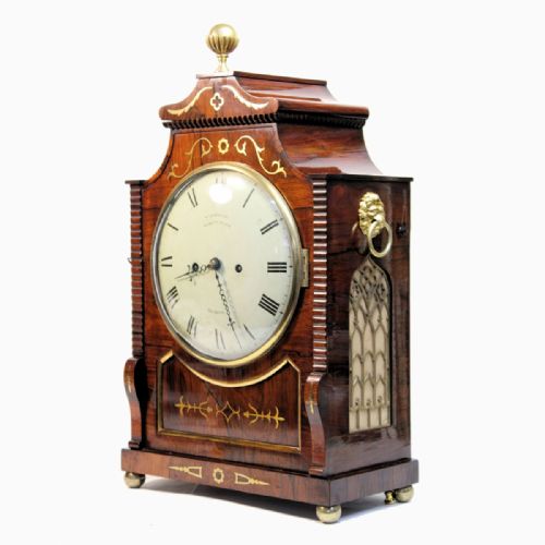 ROSEWOOD BRACKET CLOCK WITH ITS ORIGINAL WALL BRACKET BY WILLIAM COXHEAD OF READING CIRCA 1845 - ADDITIONAL PHOTO 3