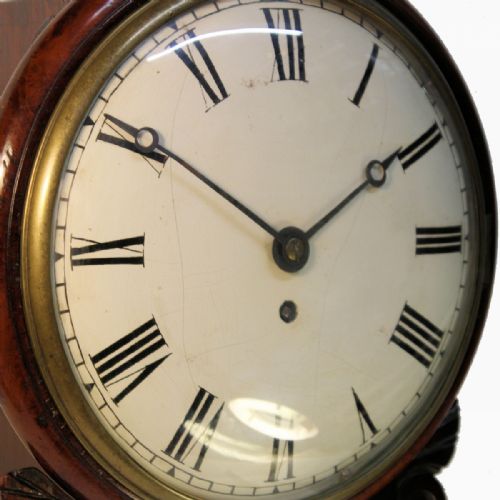 A SMALL RARE FUSEE ENGLISH DROPDIAL WALL CLOCK BOWED DIAL IN A MAHOGANY CASE CIRCA 1845 - ADDITIONAL PHOTO 4
