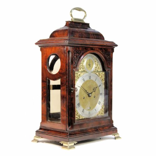 A FINE GEORGIAN BRACKET CLOCK IN A MAHOGANY CASE BY DANIEL VAUGUION OF LONDON CIRCA 1770 - ADDITIONAL PHOTO 2