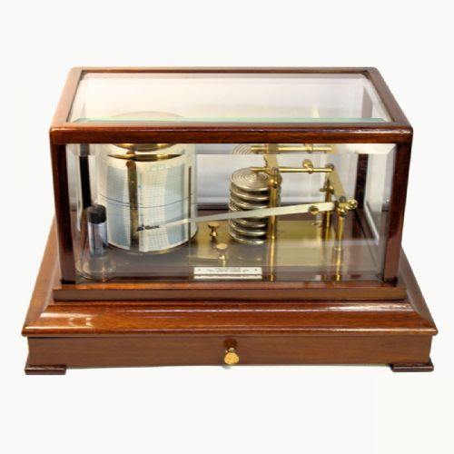 a 5glass mahogany barograph with chart draw - CATEGORY: ANTIQUE BAROMETERS - DATED 19TH CENTURY