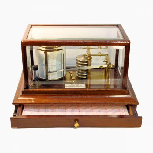 A 5GLASS MAHOGANY BAROGRAPH WITH CHART DRAW - ADDITIONAL PHOTO 1