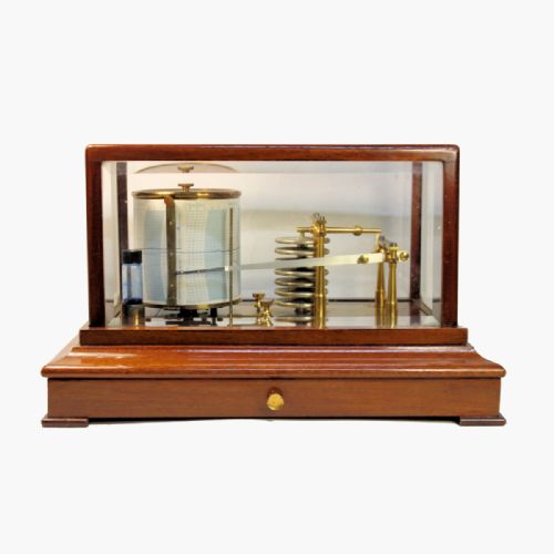 A 5GLASS MAHOGANY BAROGRAPH WITH CHART DRAW - ADDITIONAL PHOTO 2