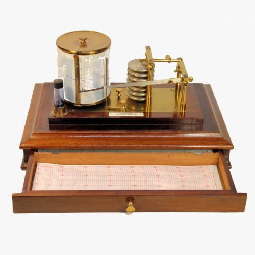 A 5GLASS MAHOGANY BAROGRAPH WITH CHART DRAW - ADDITIONAL PHOTO 4