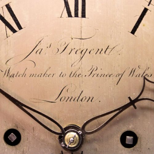TREGENT LONDON BREAK ARCH BRACKET CLOCK EBONISED CASE SILVERED DIAL - ADDITIONAL PHOTO 3