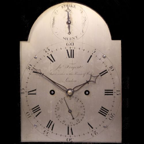 TREGENT LONDON BREAK ARCH BRACKET CLOCK EBONISED CASE SILVERED DIAL - ADDITIONAL PHOTO 4