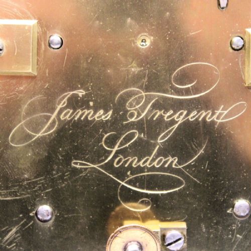 TREGENT LONDON BREAK ARCH BRACKET CLOCK EBONISED CASE SILVERED DIAL - ADDITIONAL PHOTO 5