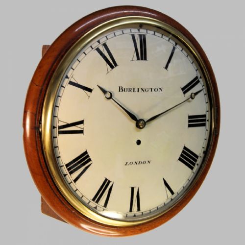 A FUSEE 'ENGLISH DIAL' WALL CLOCK WITH A BOWED DIAL AND MAHOGANY CASE SIGNED BURLINGTON LONDON CIRCA 1840 - ADDITIONAL PHOTO 3