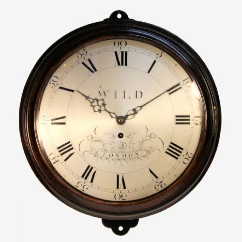 a saltbox english dial wall clock with verge escapement by wild circa 1785 - CATEGORY: ANTIQUE CLOCKS - DATED 18TH CENTURY