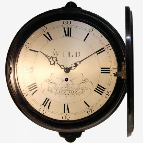 A SALTBOX ENGLISH DIAL WALL CLOCK WITH VERGE ESCAPEMENT BY WILD CIRCA 1785 - ADDITIONAL PHOTO 1