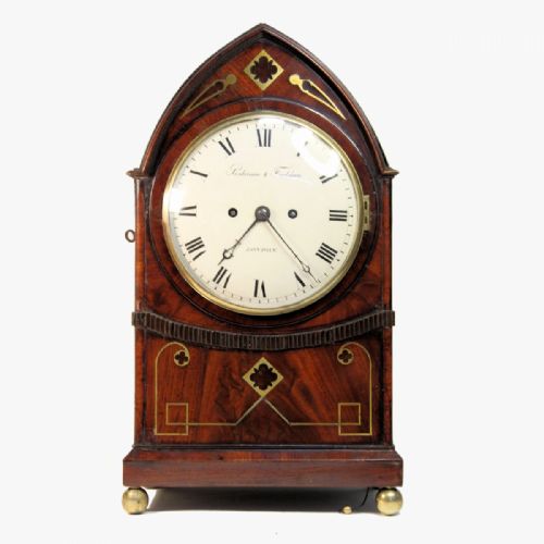 breaklancet top mahogany bracket clock by parkinson frodsham london circa 1820 - CATEGORY: ANTIQUE CLOCKS - DATED 19TH CENTURY