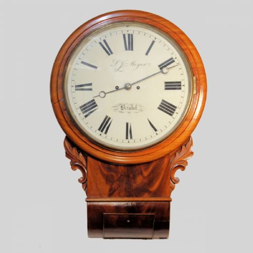 a large quarter striking fusee dropdial wall clock by lj meyer bristol circa 1863 - CATEGORY: ANTIQUE CLOCKS - DATED 19TH CENTURY