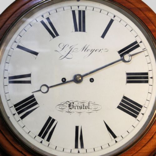A LARGE QUARTER STRIKING FUSEE DROPDIAL WALL CLOCK BY LJ MEYER BRISTOL CIRCA 1863 - ADDITIONAL PHOTO 2