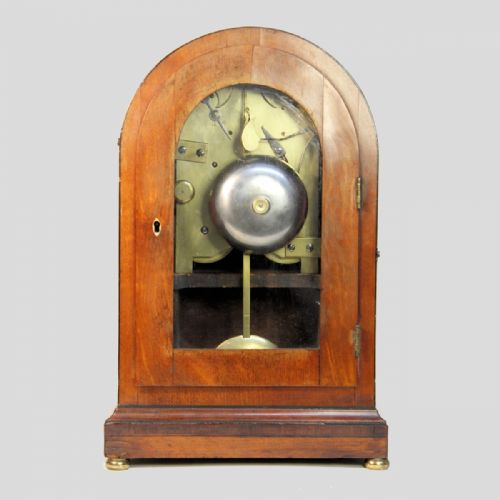 fig 2. ARCHED FUSEE BRACKET CLOCK IN A MIXED WOOD CASE. SIGNED FRANCIS ROBOTHAM, HAMPSTEAD. CIRCA 1800.
