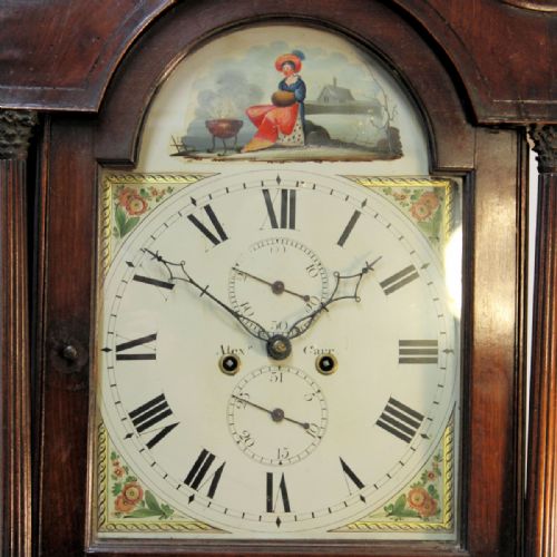 ANTIQUE 8 DAY SCOTTISH LONGCASE CLOCK IN A DUNDEE STYLE MAHOGANY CASE SIGNED ALEXANDER CARR CIRCA 1820 LONG CASE - ADDITIONAL PHOTO 3