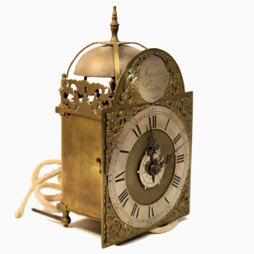 a very original miniature hook and spike lantern clock by martin london circa 1745 - CATEGORY: ANTIQUE CLOCKS - DATED 18TH CENTURY
