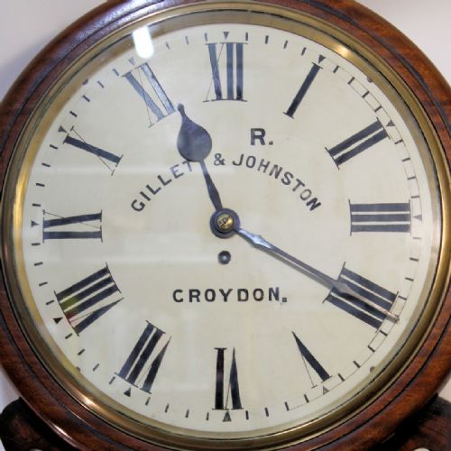 LARGE FUSEE 'DROPDIAL' WALL CLOCK BY GILLETT JOHNSTON CROYDON MAHOGANY CASE CIRCA 1890 - ADDITIONAL PHOTO 2