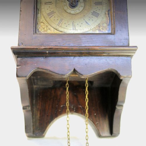 A RARE 17TH CENTURY EARLY ENGLISH HOODED WALL CLOCK IN AN OAK CASE WITH A TIMEPIECE ALARUM MOVEMENT CIRCA 1690 - ADDITIONAL PHOTO 3