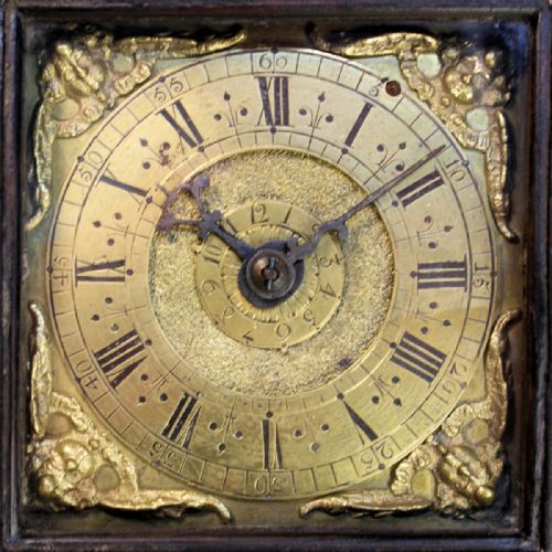 A RARE 17TH CENTURY EARLY ENGLISH HOODED WALL CLOCK IN AN OAK CASE WITH A TIMEPIECE ALARUM MOVEMENT CIRCA 1690 - ADDITIONAL PHOTO 4