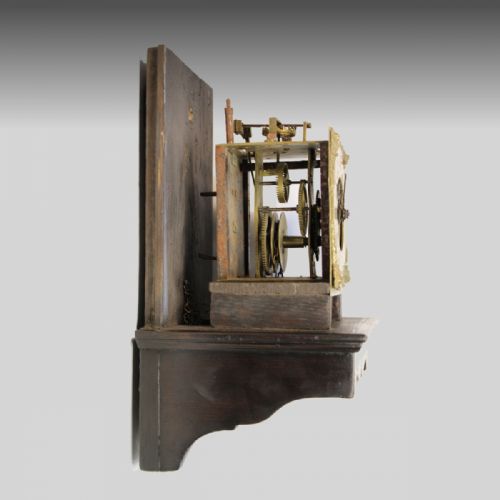 A RARE 17TH CENTURY EARLY ENGLISH HOODED WALL CLOCK IN AN OAK CASE WITH A TIMEPIECE ALARUM MOVEMENT CIRCA 1690 - ADDITIONAL PHOTO 5