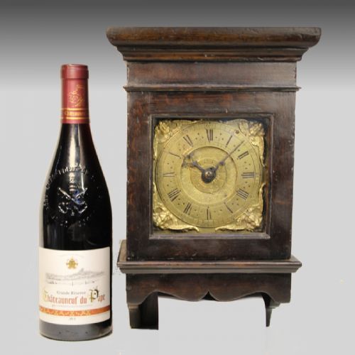 A RARE 17TH CENTURY EARLY ENGLISH HOODED WALL CLOCK IN AN OAK CASE WITH A TIMEPIECE ALARUM MOVEMENT CIRCA 1690 - ADDITIONAL PHOTO 6
