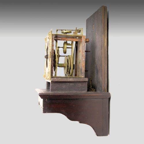 A RARE 17TH CENTURY EARLY ENGLISH HOODED WALL CLOCK IN AN OAK CASE WITH A TIMEPIECE ALARUM MOVEMENT CIRCA 1690 - ADDITIONAL PHOTO 8