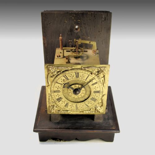 A RARE 17TH CENTURY EARLY ENGLISH HOODED WALL CLOCK IN AN OAK CASE WITH A TIMEPIECE ALARUM MOVEMENT CIRCA 1690 - ADDITIONAL PHOTO 11