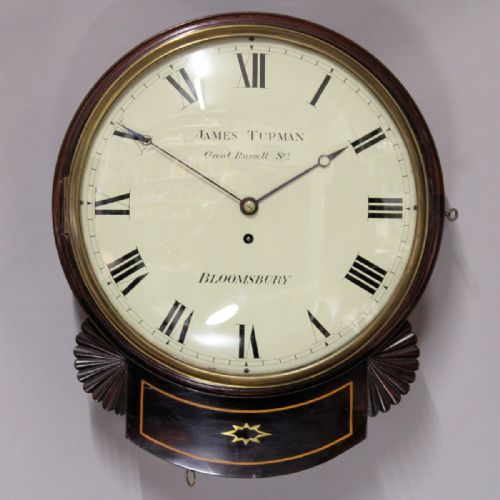 a good regency english dropdial mahogany fusee wall clock by james tupman london circa 1820 - CATEGORY: ANTIQUE CLOCKS - DATED 19TH CENTURY
