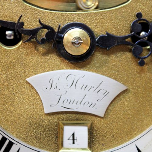 GEORGIAN INVERTED BELLTOP VERGE ESCAPEMENT EBONISED BRACKET CLOCK BY ISAAC HURLEY LONDON CIRCA 1750 - ADDITIONAL PHOTO 5