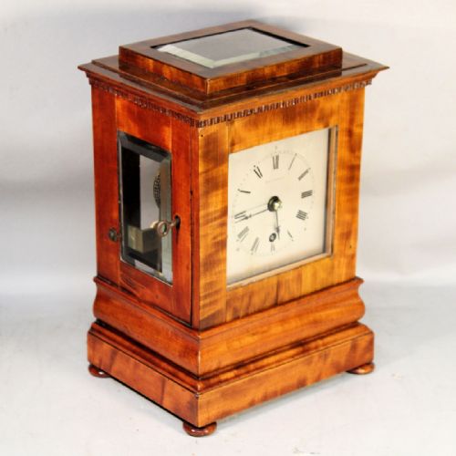 a small english fusee 5glass library timepiece clock in a satinwood case by francis correll lutterworth circa 1835 - CATEGORY: ANTIQUE CLOCKS - DATED 19TH CENTURY