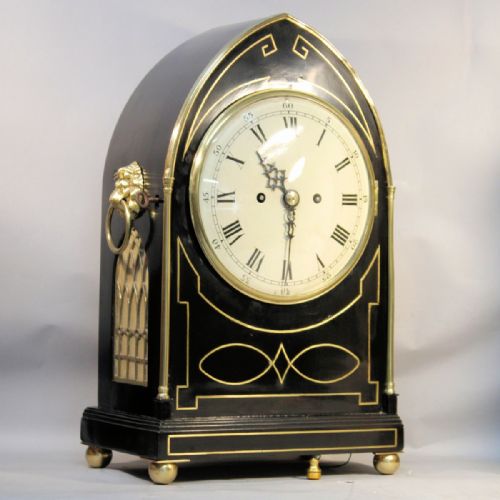 EBONISED LANCET FUSEE BRACKET CLOCK ENGLISH KING GEORGE III PERIOD - ADDITIONAL PHOTO 1