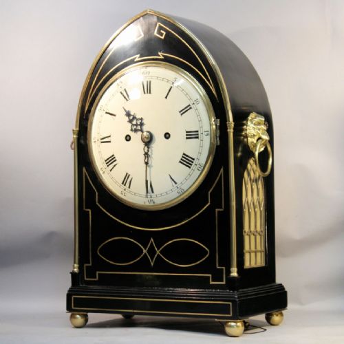 EBONISED LANCET FUSEE BRACKET CLOCK ENGLISH KING GEORGE III PERIOD - ADDITIONAL PHOTO 2