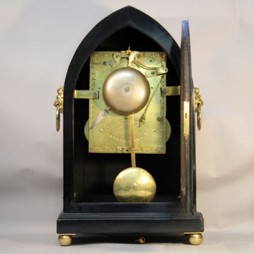 EBONISED LANCET FUSEE BRACKET CLOCK ENGLISH KING GEORGE III PERIOD - ADDITIONAL PHOTO 5