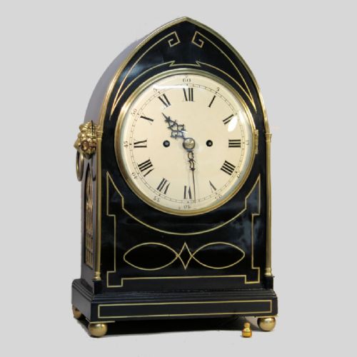 EBONISED LANCET FUSEE BRACKET CLOCK ENGLISH KING GEORGE III PERIOD - ADDITIONAL PHOTO 6