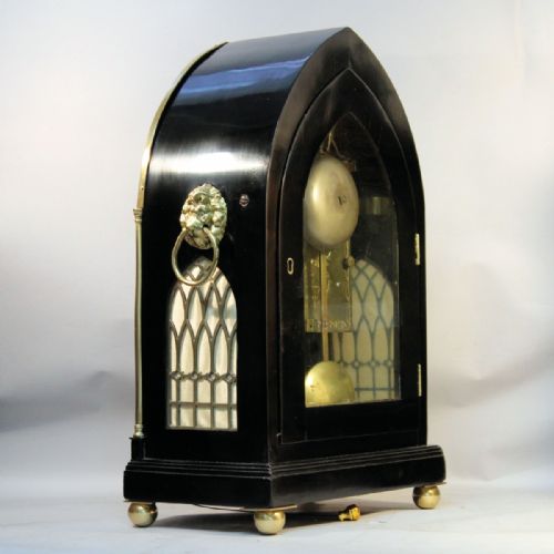 EBONISED LANCET FUSEE BRACKET CLOCK ENGLISH KING GEORGE III PERIOD - ADDITIONAL PHOTO 7