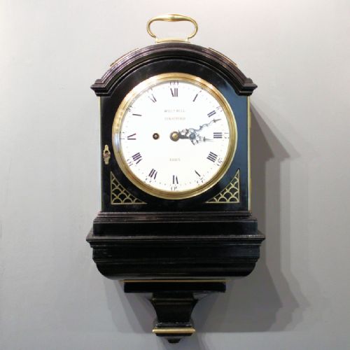 ENAMEL DIAL VERGE ESCAPEMENT BRACKET CLOCK ON BRACKET EBONISED - ADDITIONAL PHOTO 1