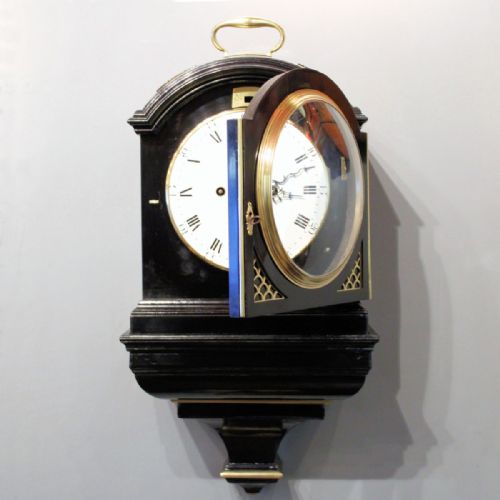 ENAMEL DIAL VERGE ESCAPEMENT BRACKET CLOCK ON BRACKET EBONISED - ADDITIONAL PHOTO 2