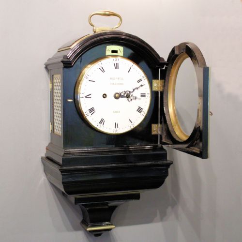ENAMEL DIAL VERGE ESCAPEMENT BRACKET CLOCK ON BRACKET EBONISED - ADDITIONAL PHOTO 3