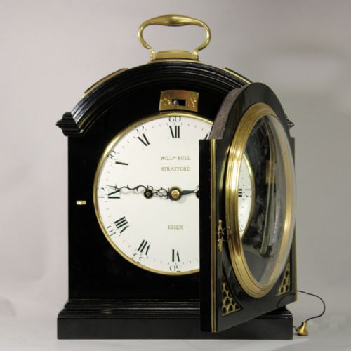 ENAMEL DIAL VERGE ESCAPEMENT BRACKET CLOCK ON BRACKET EBONISED - ADDITIONAL PHOTO 5