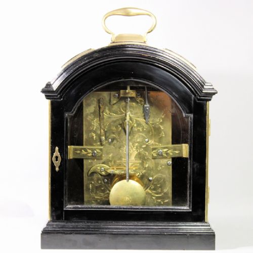 ENAMEL DIAL VERGE ESCAPEMENT BRACKET CLOCK ON BRACKET EBONISED - ADDITIONAL PHOTO 9