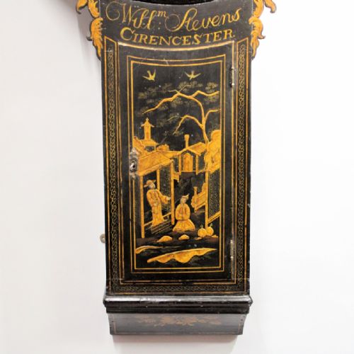 BLACK DIAL ENGLISH TAVERN OR ACT OF PARLIAMENT WALL CLOCK BY WILLIAM STEVENS OF CIRENCESTERCIRCA 1775 - ADDITIONAL PHOTO 2