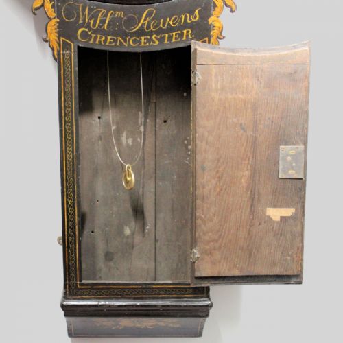 BLACK DIAL ENGLISH TAVERN OR ACT OF PARLIAMENT WALL CLOCK BY WILLIAM STEVENS OF CIRENCESTERCIRCA 1775 - ADDITIONAL PHOTO 5