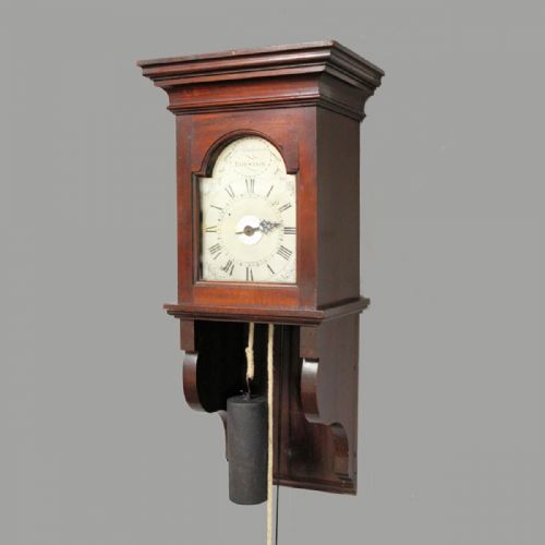 VERY SMALL HOODED WALL CLOCK WITH SILVERED DIAL IN A MAHOGANY CASE BY GEORGE BUCKMASTER OF ROYSTONCIRCA 1830 - ADDITIONAL PHOTO 1