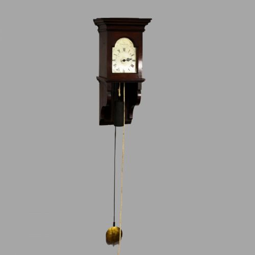 VERY SMALL HOODED WALL CLOCK WITH SILVERED DIAL IN A MAHOGANY CASE BY GEORGE BUCKMASTER OF ROYSTONCIRCA 1830 - ADDITIONAL PHOTO 2