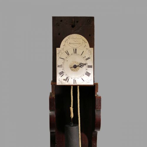 VERY SMALL HOODED WALL CLOCK WITH SILVERED DIAL IN A MAHOGANY CASE BY GEORGE BUCKMASTER OF ROYSTONCIRCA 1830 - ADDITIONAL PHOTO 4