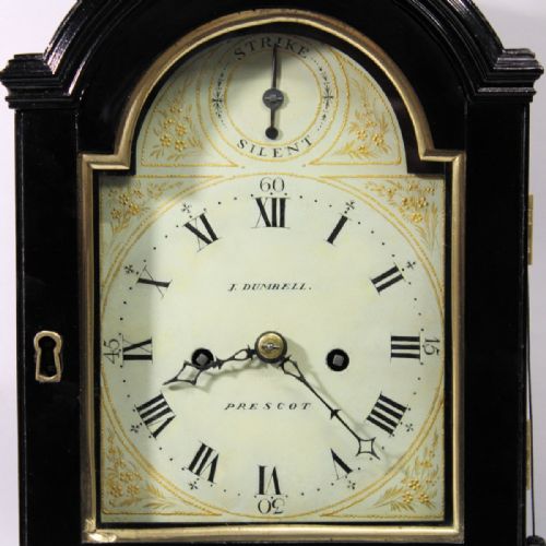 A SMALL FUSEE STRIKING BRACKET CLOCK IN A BREAKARCH EBONISED CASECIRCA 1800 - ADDITIONAL PHOTO 3