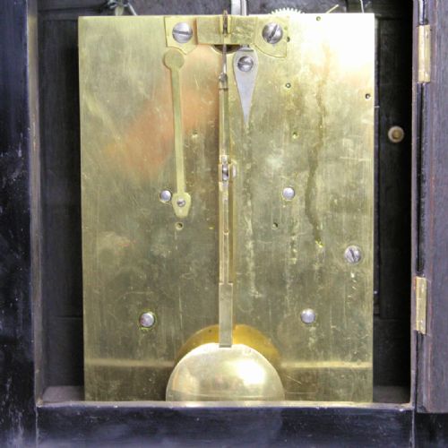 A SMALL FUSEE STRIKING BRACKET CLOCK IN A BREAKARCH EBONISED CASECIRCA 1800 - ADDITIONAL PHOTO 11