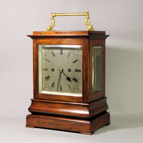 ENGLISH STRIKING LIBRARY 5GLASS MANTEL WITH PLATFORM ESCAPEMENT IN A ROSEWOOD CASECIRCA 1845 - ADDITIONAL PHOTO 3