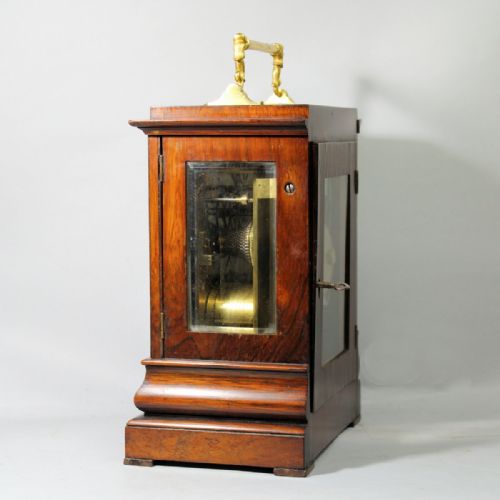 ENGLISH STRIKING LIBRARY 5GLASS MANTEL WITH PLATFORM ESCAPEMENT IN A ROSEWOOD CASECIRCA 1845 - ADDITIONAL PHOTO 4