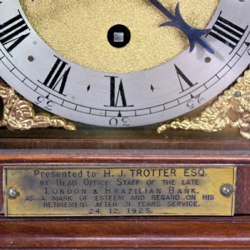A VERY SMALL TRIPLE PADTOP FUSEE BRACKET CLOCK TIMEPIECE IN A MAHOGANY CASECIRCA 1925 - ADDITIONAL PHOTO 10