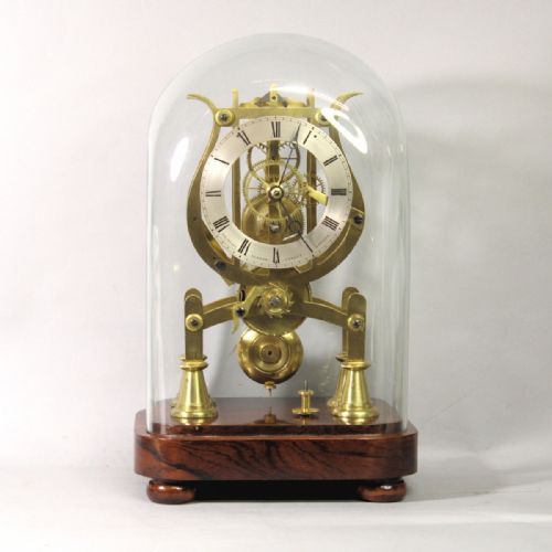 a small mid 19th century english fusee skeleton clock with lyre plates and square glass domecirca 1845 - CATEGORY: ANTIQUE CLOCKS - DATED 1850